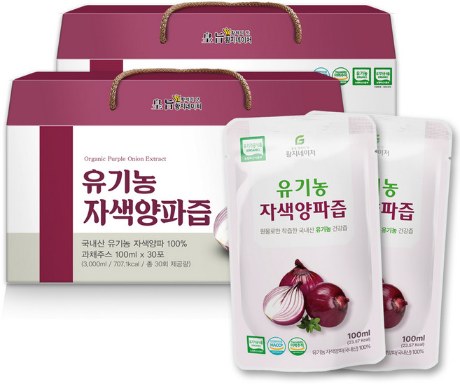 황지네이처 국내산 유기농 자색양파즙 빨간양파즙, 60개, 100ml