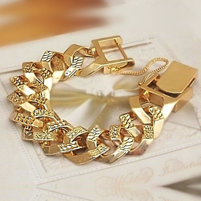 18K팔찌 남자 여자 금 체인 팔각 특수도금 볼드 팔찌