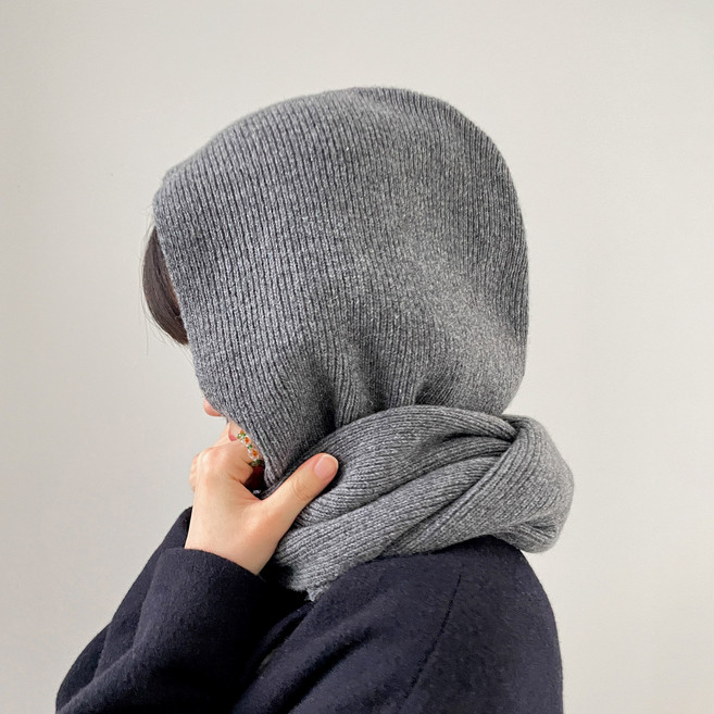 울 바라클라바 후드 머플러 모자 목도리 니트 어깨 숄 가디건