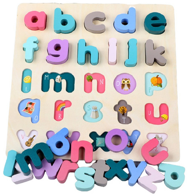 캐보트 아동 원목블록 완구 모음 아기 장난감 숫자 블럭 영어 대문자 소문자 나무퍼즐 쌓기 놀이 젠가 가베, 1개, 26개
