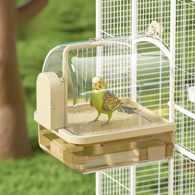 투명 앵무새 욕조 샤워장 휴대용 목욕탕 물순환 무선 걸이형, 1개, B_그린-직결 버전