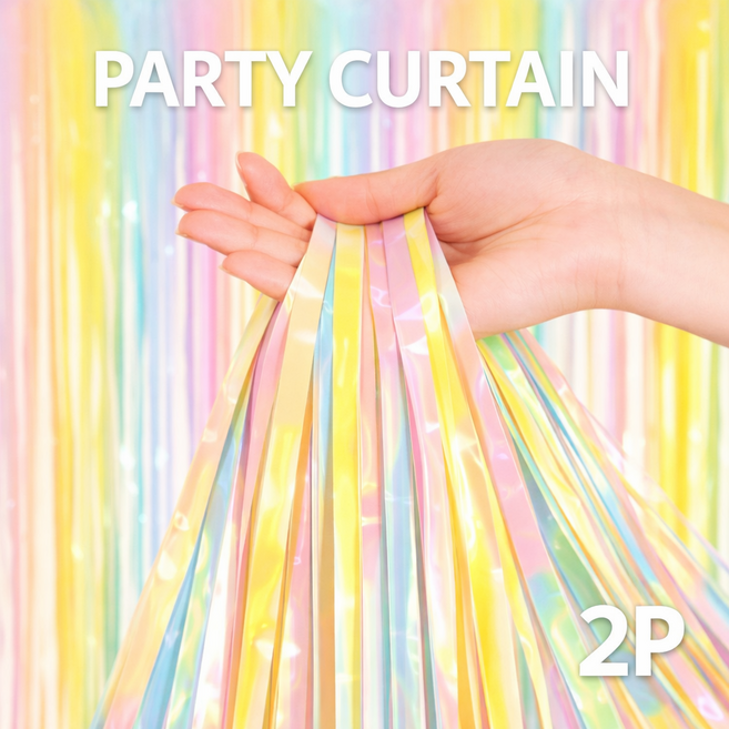 브로키 파티커튼 은박 수술 데코 생일 장식 소품, 2개, 04_레인보우