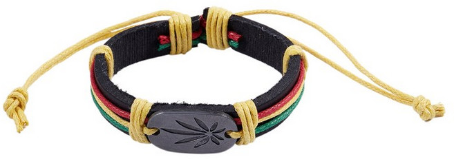Rasta 자메이카 레게 가죽 팔찌