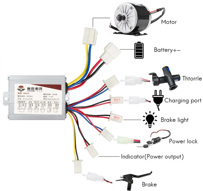 전기자전거 YINYUN DC 브러시 모터 속도 스쿠터 전자 오토바이 액세서리 800W 48V, 5.48V500W, 1개