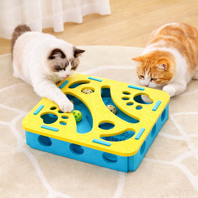 로그엠 고양이 혼자노는 공놀이 장난감 스크래쳐 사냥 놀이, 블루, 1개