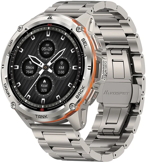 2025년형 KOSPET TANK T3 Ultra GPS 견고한 남성용 스마트 워치 나침반 고도계 AMOLED 470mAh IP69K 5ATM 방수 블루투스 통화, Silver double strap, 3.632cm, GPS + 블루투스 - 쿠팡