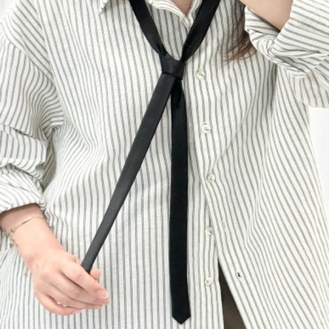 넥타이 여성 슬림 롱 기본 타이 얇은 실크 새틴 스카프 패션 소품
