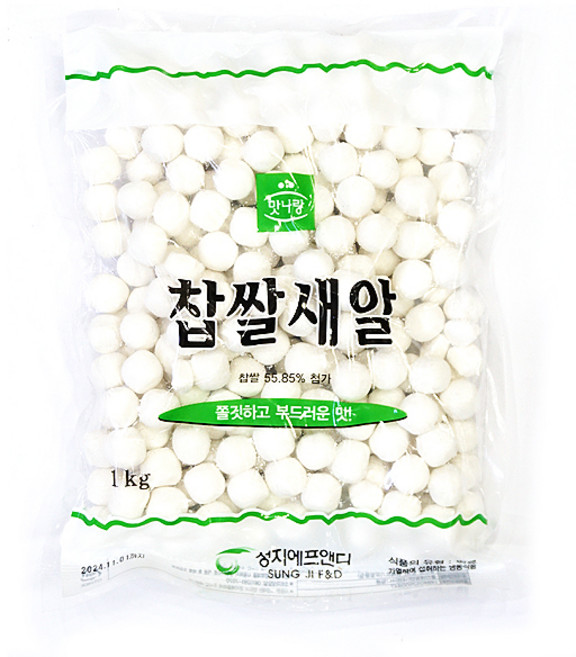 냉동 찹쌀 새알 떡 옹심이 1000g 새알심 옹시미 떡국, 1kg, 4개