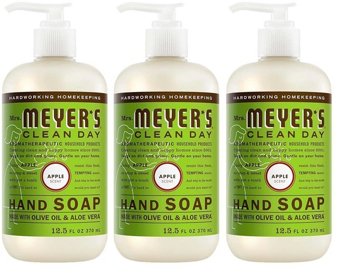 Mrs. Meyer's 클린 데이 리퀴드 핸드 솝 크루얼티프리 생분해성 에센셜 오일로 제조 사과 향 369., 370ml, 1 - 쿠팡