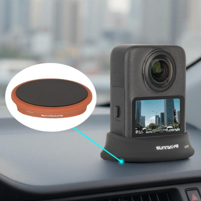 써니라이프 DJI 오즈모360 실리콘 스탠드 베이스 액션캠 프로덕트 디스플레이 액세사리, 블랙, 카 베이스(접착 테이프)