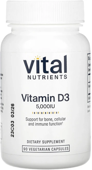 Vital Nutrients 비타민D3 5000IU 베지 캡슐 90정, VitalNutrients비타민D35000IU베지캡슐9, 1개 - 쿠팡