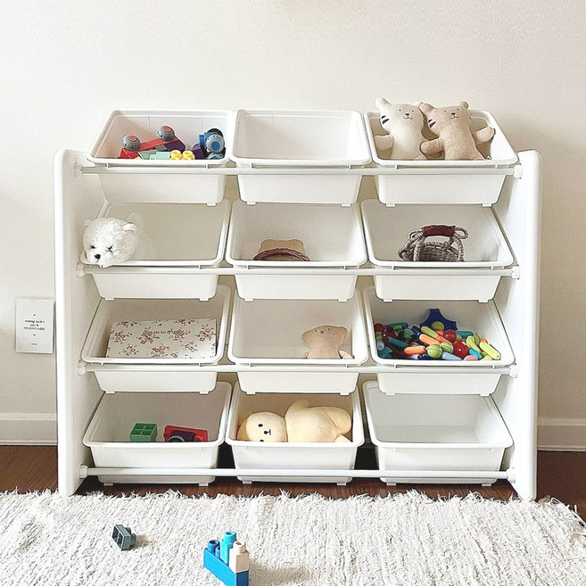 [루나스토리] 루루 장난감정리함 전면책장 유아책장 아기 책꽂이, 올화이트, 정리함 와이드형, 1개
