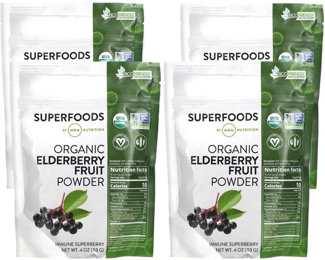 MRM뉴트리션 유기농 엘더베리 과일 파우더 4oz(113g), 113g, 4팩 - 쿠팡