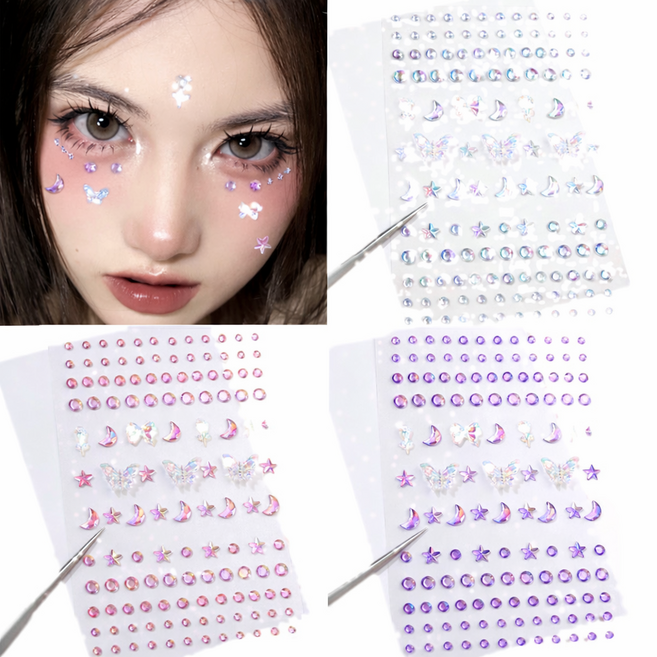 미룬토 3D 페이스 큐빅 다이아 스티커 3세트RT089, 1개, 혼합