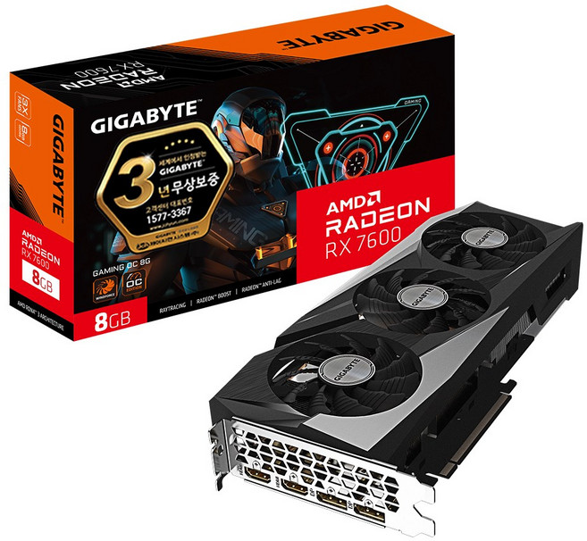 GIGABYTE 라데온 RX 7600 GAMING OC D6 8GB 제이씨현