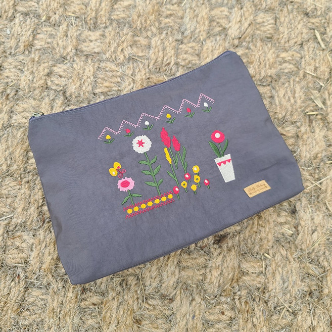 퀼팅 자수 나일론 대형 큰 화장품파우치 클러치백 POBGFL