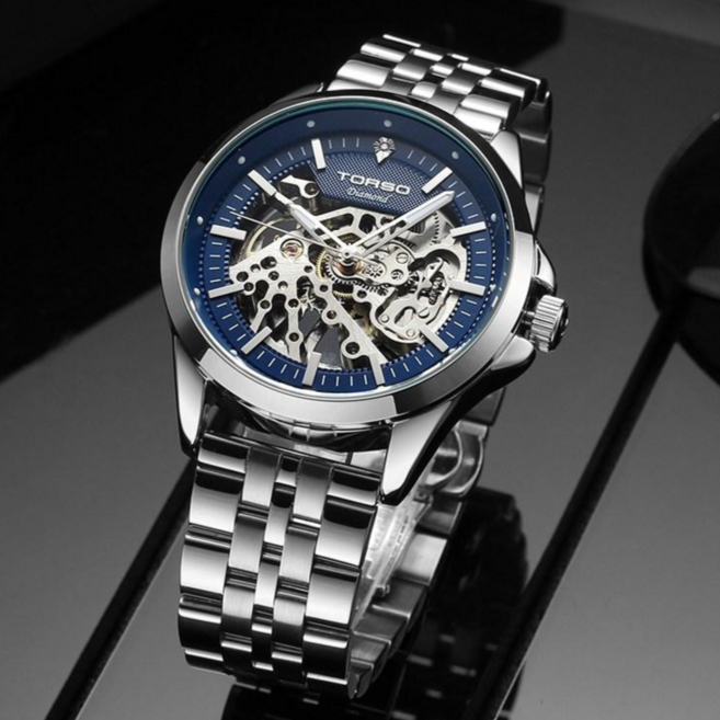 TORSO 토르소 T602M 그리페스 다이아몬드 스켈레톤 오토매틱 워치 남자 메탈 시계 (가죽 스트랩 증정)