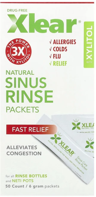 Xlear 천연 부비강 헹굼 팩 50팩 각 6g - 쿠팡