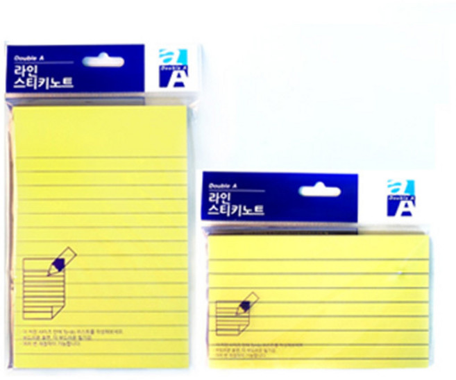 더블에이 라인 스티키노트 옐로우 100매 점착메모지, 76X127