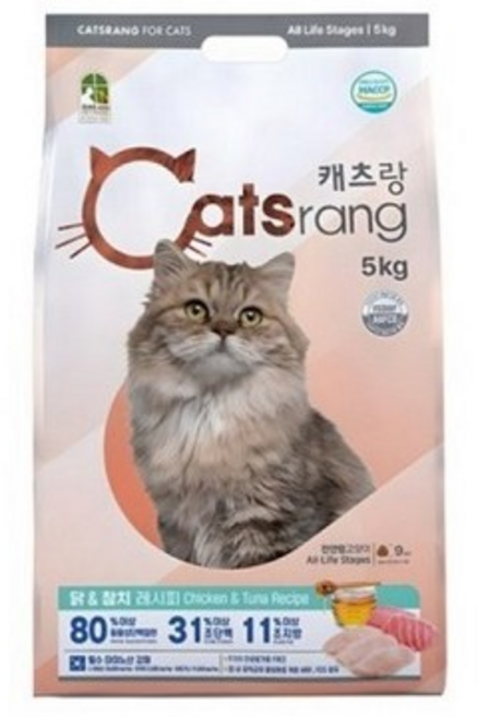 캐츠랑 NEW 전연령 고양이 건식사료, 닭+참치, 5kg, 1개