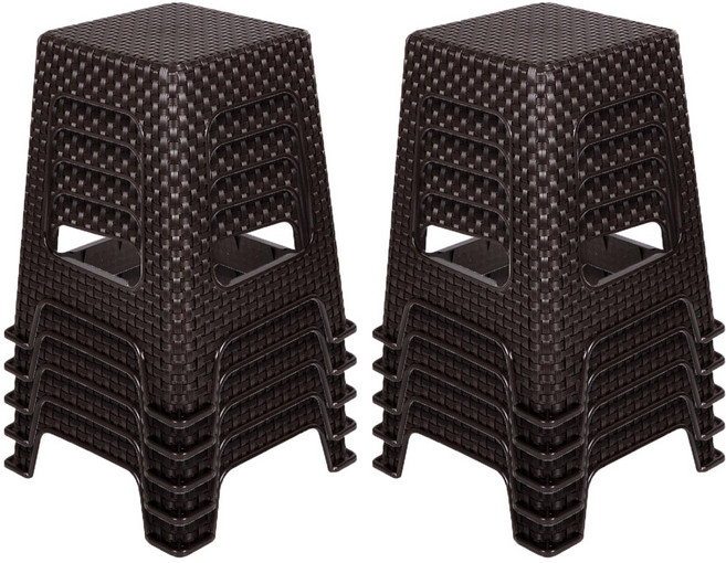 지오리빙 플라스틱 라탄 의자 10p 사각 회전 간이의자, 10개, 라탄의자 사각(브라운)