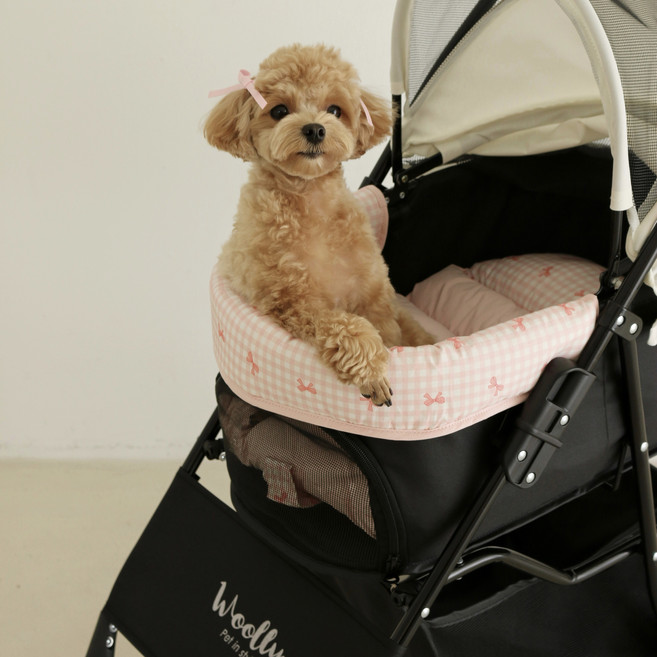 BONBONS 애견 유모차 가드범퍼 보호대 방석 라이너 쿠션 2종세트, 베이비 핑크, 1개