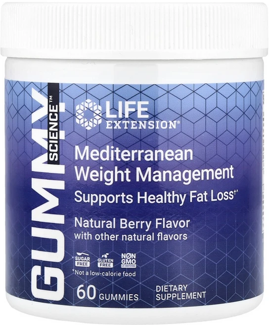 라이프익스텐션 Gummy Science 지중해식 체중 관리 천연 블루베리 맛 구미젤리 60개, 1개, 60정 - 쿠팡