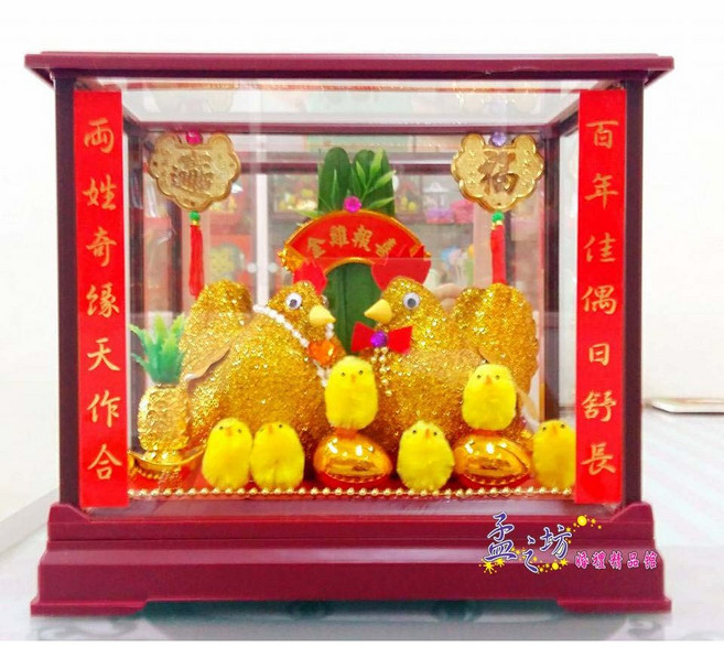孟之坊婚禮精品舘 玻璃Q版金雞帶路雞．婚禮小物．結婚用品．入厝帶路雞．吃茶禮盒, 1個