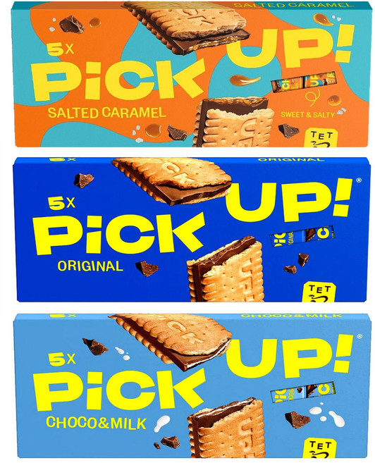 발센 픽업 초코 오리지널 초코&밀크 솔티드카라멜 3종세트 140g 쿠키과자 어린이간식 비스켓