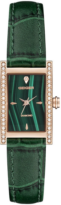 가이거 여성 다이아 사각 가죽시계 GE1252