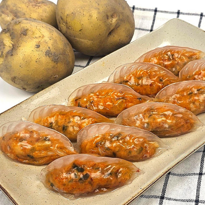 투명 감자만두피 감자김치만두, 1.4kg, 4개