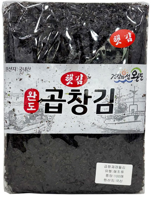 [프리본] 2025년 햇김 완도 지주식 곱창돌김 50매/100매, 1세트, 400g