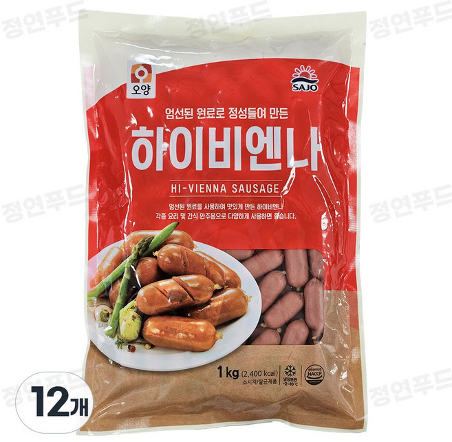 사조오양 하이 비엔나 1kg x 2개, 12개
