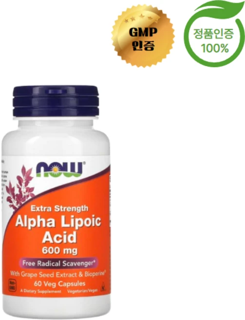 나우 푸드 알파리포산 600mg 60정, 1개 - 쿠팡