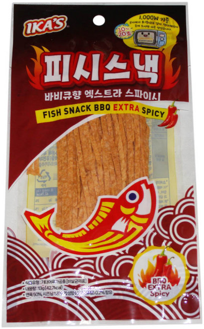 피시스낵 바비큐향 엑스트라 스파이스, 1개, 13g