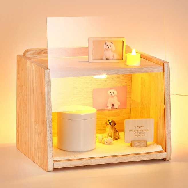 강아지 고양이 유골함 조명 추모함 메모리얼스톤 보관함, 1개