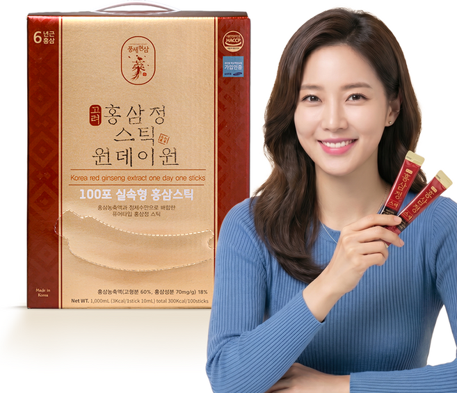 6년근 홍삼스틱 진세노사이드 1포당 11.8mg 원데이원타임 100포 [국내산], 100개, 10ml