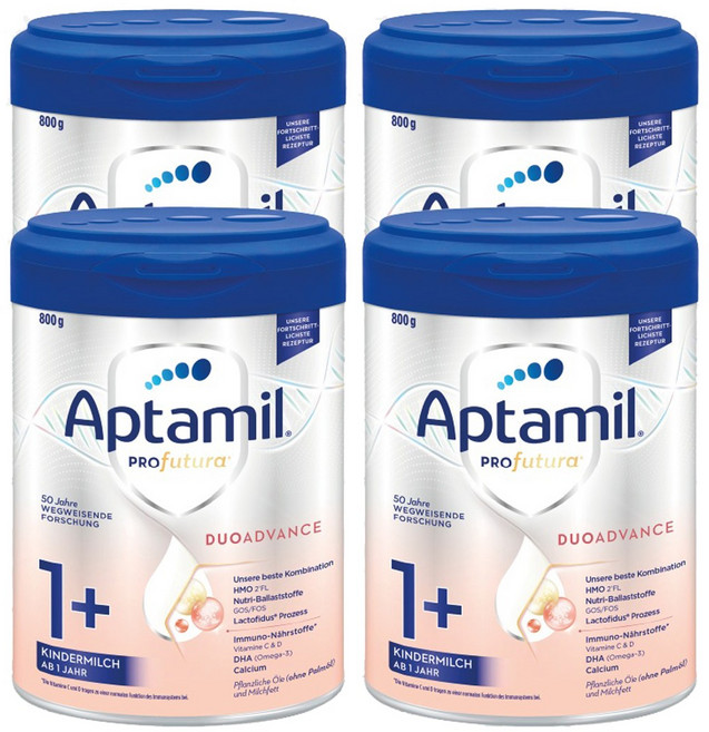 압타밀 프로푸트라 듀오어드밴스 킨더밀쉬 1+ 분유 3단계, 800g, 4개