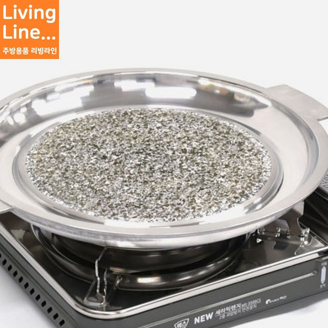 KO 원형 돌구이팬 기름받이가 포함된 곱창 돌불판 삼겹살 돌판구이 오리 구이팬 고기불판, 1개, 25cm, 3호 돌불판