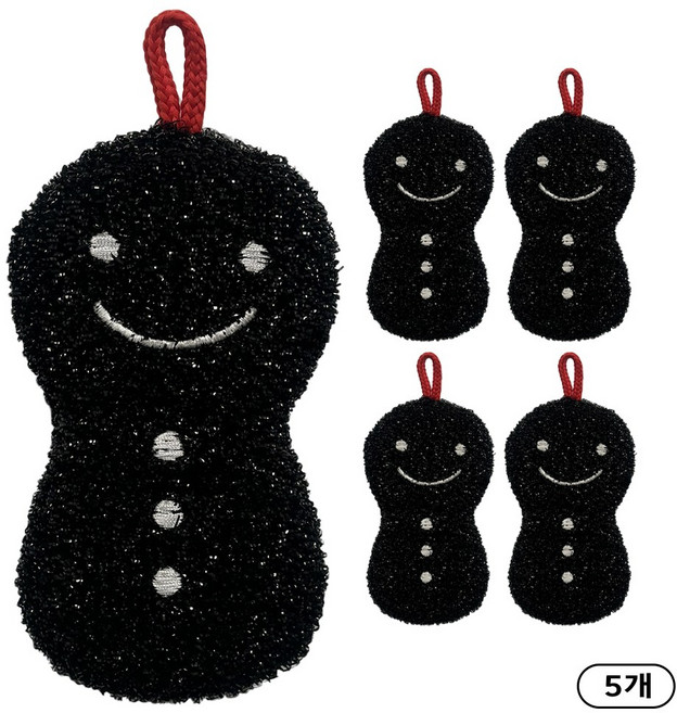 크린라이프 눈사람(블랙)수세미 5P, 1세트, 5개