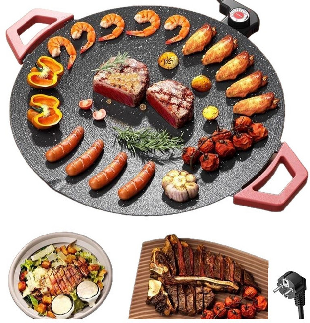 HUID 가정용 전기그릴 맥반석 연기안나는전기그릴 5단 온도조절 4~12인 사용가능, 40cm