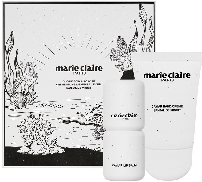 마리끌레르 캐비어 케어 듀오 핸드크림 상탈 드 미뉴이 & 립밤, 1세트