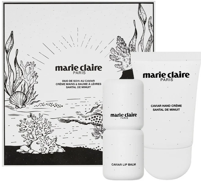 마리끌레르 캐비어 케어 듀오 핸드크림 상탈 드 미뉴이 & 립밤, 1세트 - 쿠팡