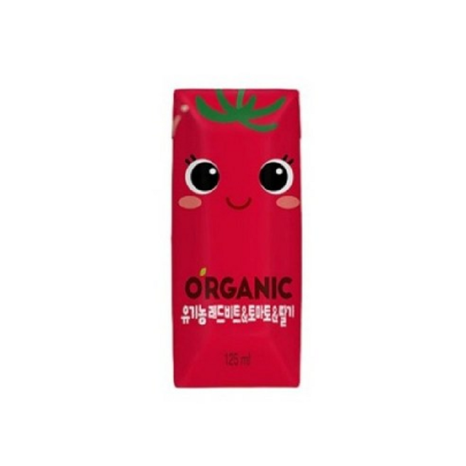 크니쁘니 오가닉 레드비트 & 토마토 & 딸기 주스, 125ml, 24개
