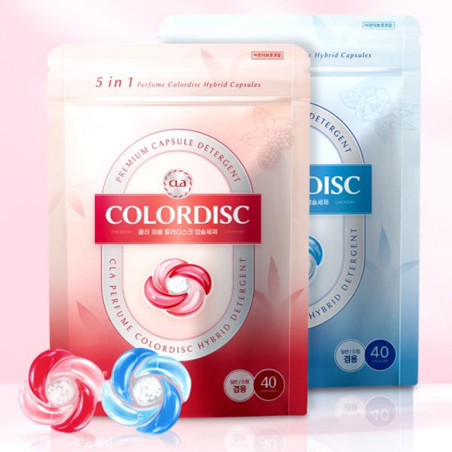CLA클라 5in1 컬러디스크 캡슐 세탁세제 40개입+40개입 클린솝 외 2종/국내생산