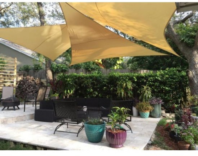 트라이픽스 삼각 사각 그늘막 선쉐이드 타프, 3m, 베이지