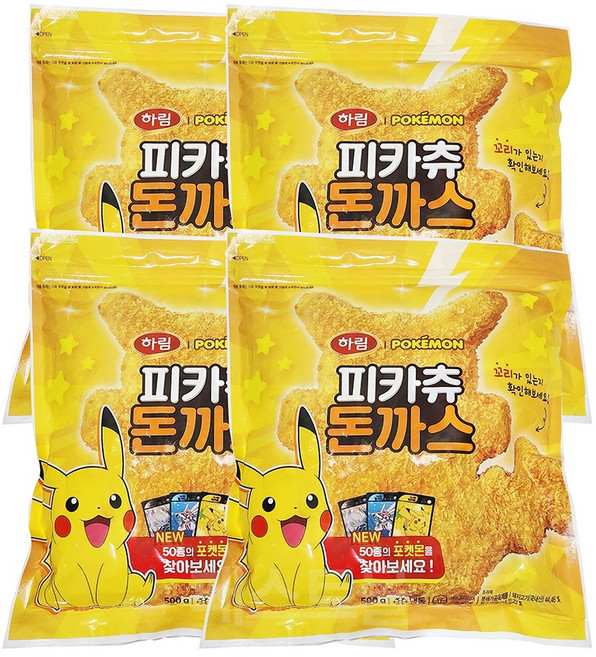하림 포켓몬 피카츄 돈까스, 500g, 4개