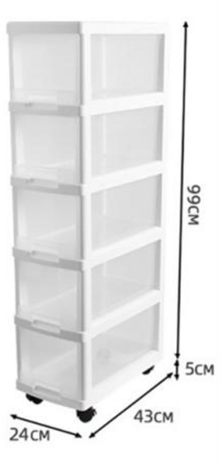수납장 휴대용 플라스틱 서랍 문서 보관함 다층 의류 캐비닛 강력하고 내구성 있는 책상 정리함 3 층 45, 6) 5 layer  white, 1개