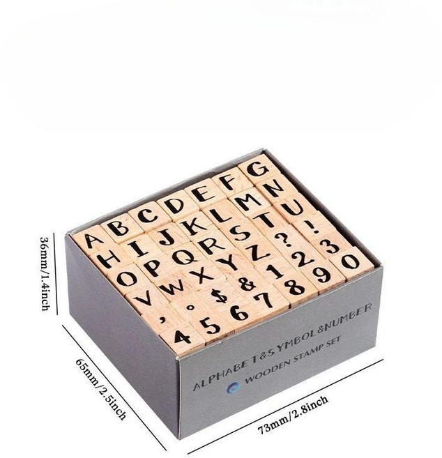 나무 고무 알파벳 문자 숫자 스탬프 스탬퍼 씰 공예 카드 제작용, 1개, 2. 4