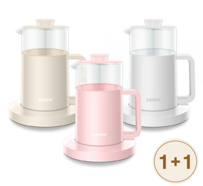 [1+1] 단미 유리 티포트 분유 커피 전기포트 무선 보온 550ml KET01, DA-KET01 핑크, DA-KET01 핑크